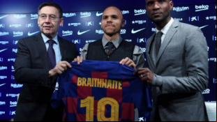 "El Barcelona busca un destino para Braithwaite./ Foto: Getty Images"